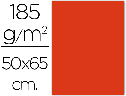 Cartulina Guarro 50x65cm. 185g/m² tomate